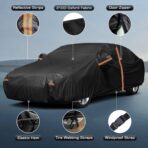 Waterproof Car Cover for 2011-2025 VW Jetta, All Weather Sedan Outdoor Sun UV Rain Dust Snow Wind Protection Cover for Automobiles with Zipper Door & Windproof Bands (Black) - Image 2
