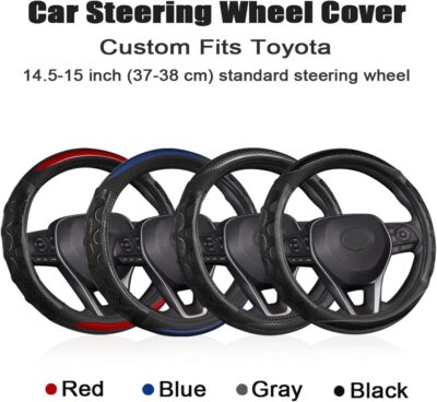 GIANT PANDA Steering Wheel Cover for Toyota, Auto Car Steering Wheel Cover for Toyota Highlander Rav4 Corolla Camry,Standard Size - Red - Image 7