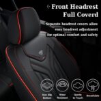 Coverado Seat Covers, Car Seat Covers Full Set, Leather Seat Covers for Cars, Automotive Seat Covers Car Seat Protector Car Accessories Fit for Most Sedans SUV Pick-up Truck(Black&Red) - Image 6