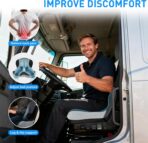 Denchy Car Seat Cushion with Lumbar Support for Long Sitting, Ergonomic Memory Foam Driving Seat Cushions for Semi Truck Bus Driver Trucker, Non Slip Office Chair Cushion (Dark Light Gray) - Image 2