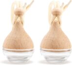 Refillable Car Air Freshener Hanging Diffuser, Empty Glass Bottle with Reed Sticks for Essential Oils, Car Scent Diffuser and Aromatherapy Pendant Decor for Women and Men, 2 Pack