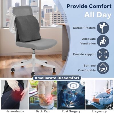 baibu Lumbar Support Pillow for Office Chair, Memory Foam Back Support Cushions Ergonomic Orthopedic Lumbar Pillow for Home, Office, Car, Dark Grey - Image 4