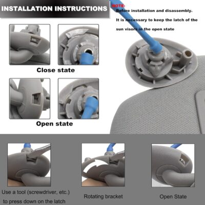 NHILES Left Driver Side Sun Visor Fits for Honda Pilot 2016-2022 Honda Ridgeline 2018-2020 Replacement Sun Shade # 83280-TG7-A12ZB (Wisteria Light Gray) - Image 6