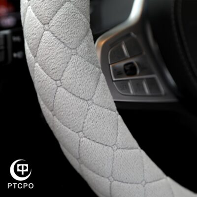 Soft Car Steering Wheel Cover for Sedan, SUV, Warm Luxury Velvet, Odorless, Universal, Anti Slip, Summer Winter, Gray, Standard Size[14" 1/2-15"](37-38cm) - Image 4