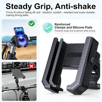 Vitog Motorcycle Bike Phone Holder with Waterproof Pouch, 360° Rotatable Clip, No Camera Blocking, Rainproof Protection, Bike Phone Mount with Stable Grip, Universal Fit for Motorcycle/Scooter/ATV - Image 6