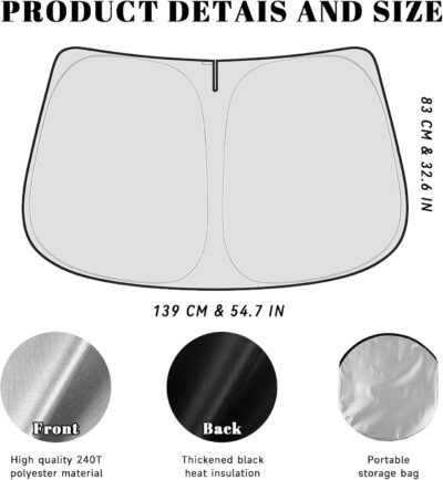 Car Windshield Sun Shade for Honda 2016-2021 Civic Accessories (OEM Design) Reflective Foldable Heat Insulation Sunshade for Ultimate Protection - Image 5