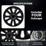 15-inch Hubcaps Wheel Covers Fit for 2016-2022 Toyota Prius & 2017-2022 Prius Prime & 2020-2024 Corolla Hybrid Wheel Rim Covers, Snap On Installation; Set of 4 Pcs (Glossy Black) - Image 3