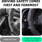 15 Inch Car Leather Steering Wheel Cover, Automotive Accessories Elastic Breathable Anti-Slip Soft Wheel Protector Fits Men and Women, Suitable for SUVs, Trucks, Vehicles and RVs (Black-1) - Image 3