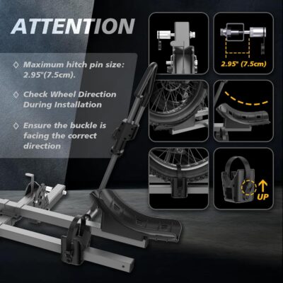 Hitch Bike Rack for Car, 200 lbs Capacity Heavy-Duty E-Bike Carrier, Tilting Foldable Design with Anti-Theft Lock, Fits 2" Receiver, for SUV, Truck, RV - Image 6