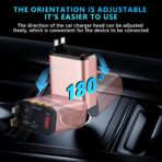 Retractable Car Charger,5 in 1 Fast Cars Phone Charger 60w,Bluetooth 5.3 FM Transmitter Adapter,Handsfree Call,MP3 Player,2 Retractable Cables and USB Chargers, for Phone,Galaxy,Pixel (Pink) - Image 2