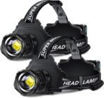 AKNEAR Rechargeable LED Headlamp Super Bright, 4500 High Lumens Head Lamp Zoomable, 25Dys+ Runtime & 12 Mode & Lightweight Comfort & 125° Adjustable Waterproof Head Light for Outdoor (2 Pack)