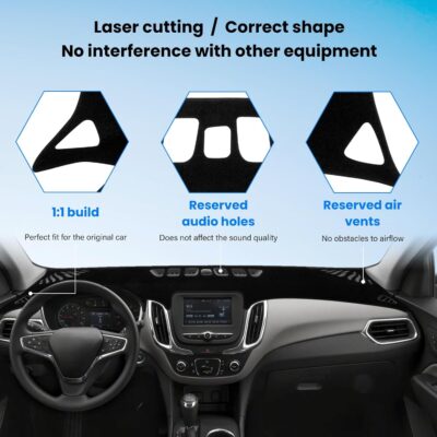 Dash Cover Mat Compatible with Chevy Equinox 2018-2024 (Without HUD) Car Interior Dashboard Cover Mat Nonslip Dashmat Sunshade Glare UV Rays Protector Accessories Custom Fit - Image 7