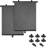 2PCS Car Window Shades for Baby, 17.71"×19.68" Retractable Car Shades for Side Window with Suction Cups,UV Rays Glare Protection Roller Sunshade Visor for Baby, Kids, Pets, Passengers