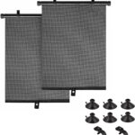 2PCS Car Window Shades for Baby, 17.71"×19.68" Retractable Car Shades for Side Window with Suction Cups,UV Rays Glare Protection Roller Sunshade Visor for Baby, Kids, Pets, Passengers