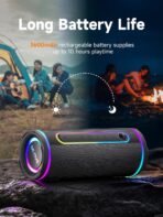 MLOVE E80 Speakers Bluetooth Wireless, Portable Bluetooth Speaker with Aux Input, Micro SD Card Slot, Bass Up, TWS, RGB Lights, IPX7 Waterproof, BT5.4 for Outdoor, Car Music, Beach, Gifts, 30W, Black - Image 7