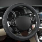 GIANT PANDA Microfiber Leather Steering Wheel Cover for Honda Accord,Civic,CR-V,HR-V,Pilot(Black-Standard Size)