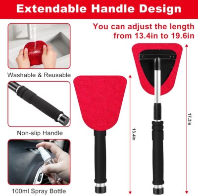 Viewsun Windshield Cleaner Tool, 17Pcs Red Car Interior Cleaning Kit, Car Detailing Kit Interior Cleaner, Car Detailing Brushes, Car Cleaning Gel, Inside Cleaning Supplies Accessories for Women Girls - Image 3