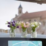 3PCS Gardenia Flower Car Dashboard Decor - Cute Girly Car Accessories for Women Interior - Aesthetic Mini Glass Vase Decorations for Rearview Mirror & Dashboard