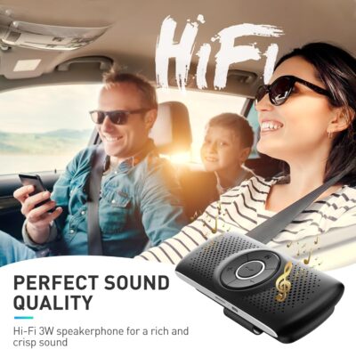 AGPTEK Car Speaker with Bluetooth 5.3, Hands Free Phone Kit for Calls, GPS & Music with TF Card Slot, Instant Connect, Siri Google Assistant Support Wireless Car Visor Clip Speakerphone (Black) - Image 4