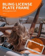 HOTOR License Plate Frame - Lastingly Bling and Sparkly License Plate Frame for Women, Stainless Steel & Obstruction-Free Frame with Multifaceted Rhinestones,White, 1 Pack - Image 5