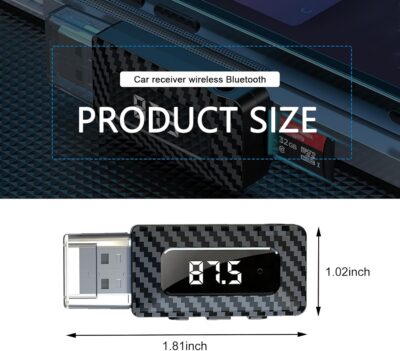 USB Bluetooth Receiver for Car, Bluetooth 5.3 Wireless Audio Adapter, USB Power Supply 3.5mm Aux Jack Adapter, FM+AUX Transmitting Signal Receiver, for Car Stereo Sound Home Stereo, PC (Black) - Image 2