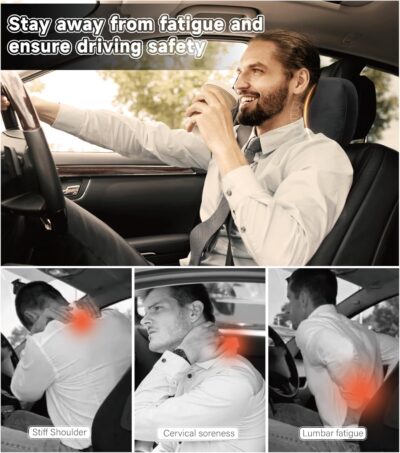 2Pcs Car Neck Pillow, Super Soft Du-Pont Bio cotton Neck Pillow for Driving, Suede Fabric Car Headrest Pillow, Make Your Driving More Comfortable, Suitable for Driving, Traveling (Interstellar Black) - Image 2