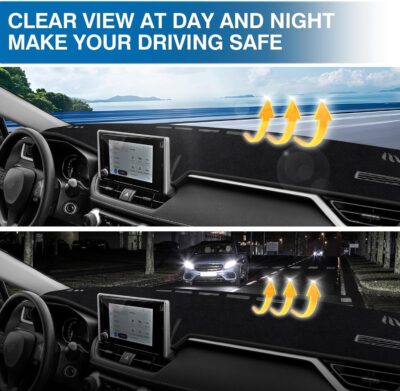 KUST Black Dash Cover Mat for Toyota RAV4 2019-2025 Left Hand Driving Non-Slip Dashboard Cover Interior for RAV4 Accessories Custom Fit Dash Mat Sunshade Windshield Glare - Image 6