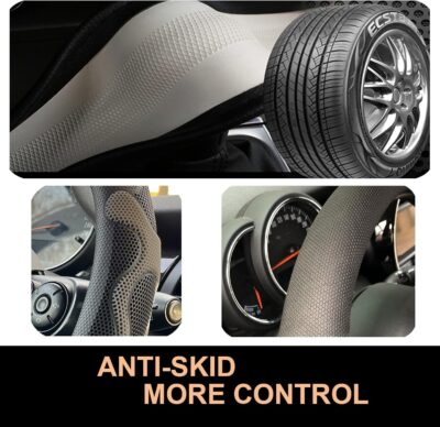 PINCTROT Comfy Grip Steering Wheel Cover, Anti-Slip Design, Universal 14.5-15 Inch(Silicone Gray) - Image 5