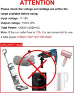 300W Car Power Inverter - YSOLX Dual DC 12V to 110V AC Car Outlet Adapter to Wall Plug, 24W Fast Charging USB-C&USB-A, Portable ​Charger Converter with for Laptops, Phones - Image 7