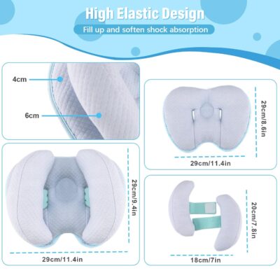 Upgraded 2 in 1 Baby Travel Pillow, Adjustable Banana Shape Baby Neck Head Support Piloow Stroller Insert Cushion for 4 Months Up Kids, Toddler, Blue - Image 2