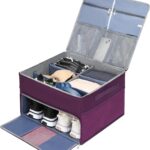 Golf Trunk Organizer for Golf Shoes Clothes Gloves Hats Large Collapsible Golf Storage Box with 4 Dividers Water-Resistant Golf Shoe Bag for 2 Pair of Shoes Golfing Accessories for Men Women Golfers