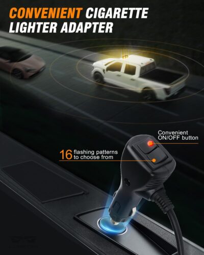 LUMENIX 56 LED Roof Top Strobe Beacon Lights Bar Rooftop Hazard Warning Emergency Safety Flashing Plow Light for Construction Vehicles Tow Commercial Trucks Postal Security Cars Snowplow - Amber White - Image 4