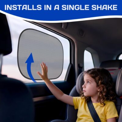 Car Window Shades for Baby, 4PCS 20"x12" Static Cling Window Shade, Window Covers for Side Front Back Windows, Blocks UV, Universal Fit, Pop Open Design - Image 3