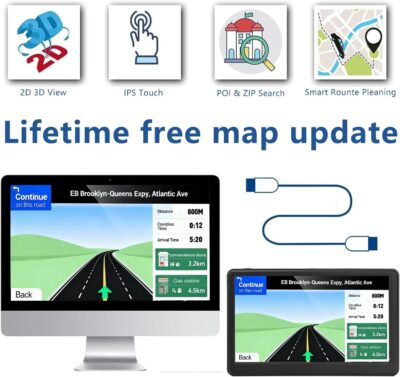 GPS Navigation, 2025 Map 7 inch Touch Screen Car GPS, Voice Turn Direction Guidance, Support Speed and Red Light Warning, Pre-Installed North America Lifetime map Free Update - Image 5