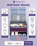Golf Trunk Organizer for Golf Shoes Clothes Gloves Hats Large Collapsible Golf Storage Box with 4 Dividers Water-Resistant Golf Shoe Bag for 2 Pair of Shoes Golfing Accessories for Men Women Golfers - Image 2