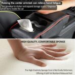 Center Console Cover,Car Armrest Cushion Multifunctional with 2 Storage Bags Cup Holder,Phone Slot,Tissue Box Slot for Most Cars Accessories Interior Organizers-Black+Red 13.8x7.9 in - Image 5