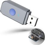 USB Bluetooth Car Kit [Stronger Mics& Noise Cancellation] &[Plug-and-Play] Bluetooth 5.3 Receiver Adapter for Car Music/Hands-Free Calls/Stereo Audio,(H222) Grey