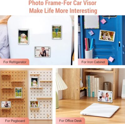 4Pcs Car Clip Picture Holder,Personalized Car Picture Frame,Acrylic Car Photo Holder,Magnetic Car Sun Visor Photo Clip,Visor Clip Photo Frame Hanging Decor Car Accessories for Mom Husband Family Photos - Image 6