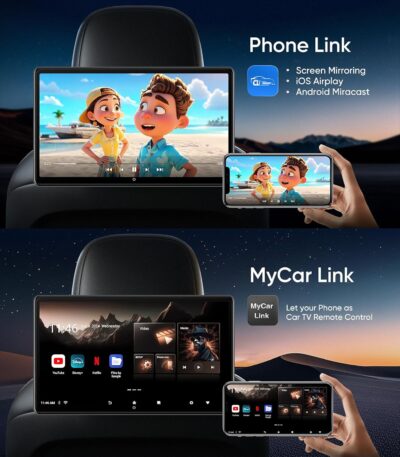 15.6 inch 4K Android.13 Car TV Headrest Monitor for Cars Back seat Rear Entertainment System, Support Phone Wireless Mirror Link Touch Screen,with WiFi/Bluetooth/HDMI/USB/Video Player (4G+64G(2*PCs)) - Image 4