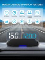 Moman Heads Up Display for Cars, Moman Gauge Car HUD Digital GPS Speedometer r KM/H MPH with Compass, Over Speed Alert & Fatigue Reminder, HGPS - Image 2