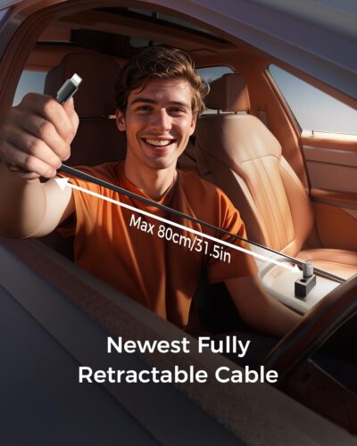 [Ultra Compact] SUPERONE iPhone Retractable Car Charger, Smaller Size Fast Car Charger Adapter with Retractable Apple Cable, Car Chargers for Apple iPhone 14 13 12 11 Pro/XS/XR/Mini/X/iPad/AirPods - Image 2