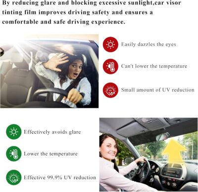 Windshield Tint Strip, 51.18"×7.87" Car Window Sun Visor Tints Film With Scraper, Universal Front Windscreen Heat Control Tint Strip Styling Decoration for Car Truck SUV RV - Image 5