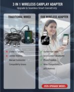 3 in 1 Wireless Carplay Adapter, Car Screen Mirroring Converter, 2026 Upgrade Mirror iOS Phone for iPhone/Airplay/Apple/Android, Bluetooth Auto Link, Wired to Wireless, Plug & Play (for iPhone) - Image 5