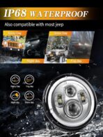 ZIMABLUE 7 inch led Headlight Chrome Round Projector 7 inch Halo led Headlight H6024 DOT Approved Hi/Lo Beam DRL Amber Turn Signal Compatible with Jeep Wrangler JK TJ CJ Compatible with Chevy miata - Image 5
