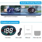 SinoTrack HUD GPS Speedometer Universal Car Heads-up Display 2.7inch MPH Speed Meter with Compass Over Speed Alarm for All Vehicle USB Connect Plug and Play - Image 7