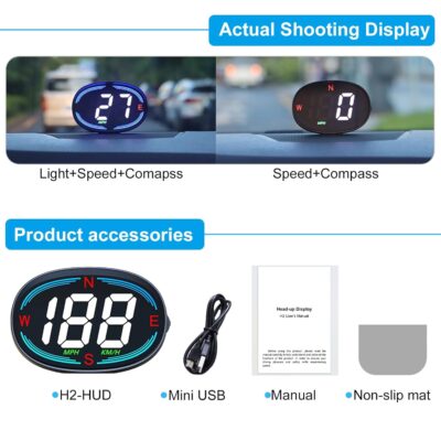 SinoTrack HUD GPS Speedometer Universal Car Heads-up Display 2.7inch MPH Speed Meter with Compass Over Speed Alarm for All Vehicle USB Connect Plug and Play - Image 7