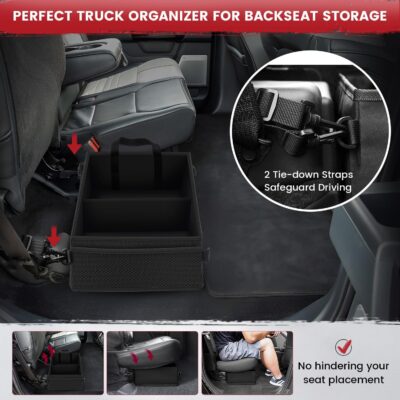 Under Seat Truck Organizer Storage Box with Removable Divider & 4 Storage Mesh Bag,Collapsible Trunk Organizer for Car, SUV, Truck, or Van(Full Size Trucks) - Image 7