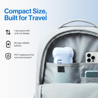 usmile C10 Portable Water Flosser – Travel-Friendly, 95-Day Battery, 4 Modes, 360° Nozzle, 180ml Tank, IPX7 Waterproof, Dentist-Recommended for Braces, Implants & Sensitive Gums (Blue) - Image 8