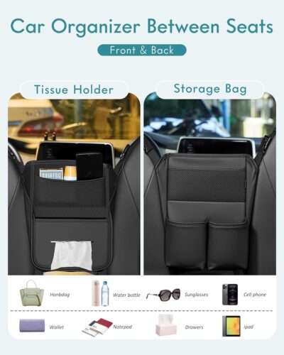 FLORICH Car Organizer Storage Between Seats, Leather Seat Organizer Purse Holder Between Seats, Automotive Consoles & Organizers Storage Car Organizer - Image 2