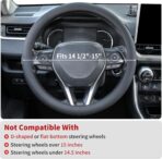 Uxcer Nappa Leather Steering Wheel Cover, Universal 14.5–15 Inch Non-Slip Breathable Steering Wheel Cover for Cars, Black - Image 2